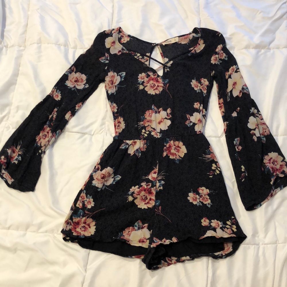 floral romper with a keyhole back